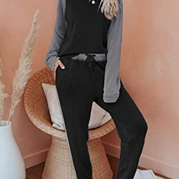 Women's Long Sleeve Pajama Set with Pockets, Soft Lounge Wear